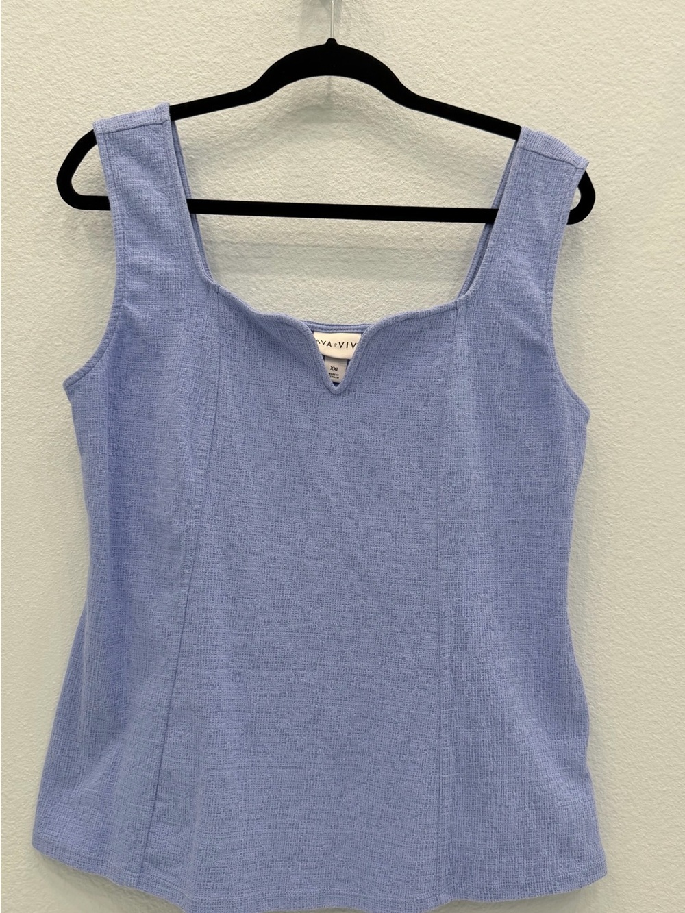 Ava & Viv XXL Periwinkle Blue Square Neck Sleeveless Tank Top